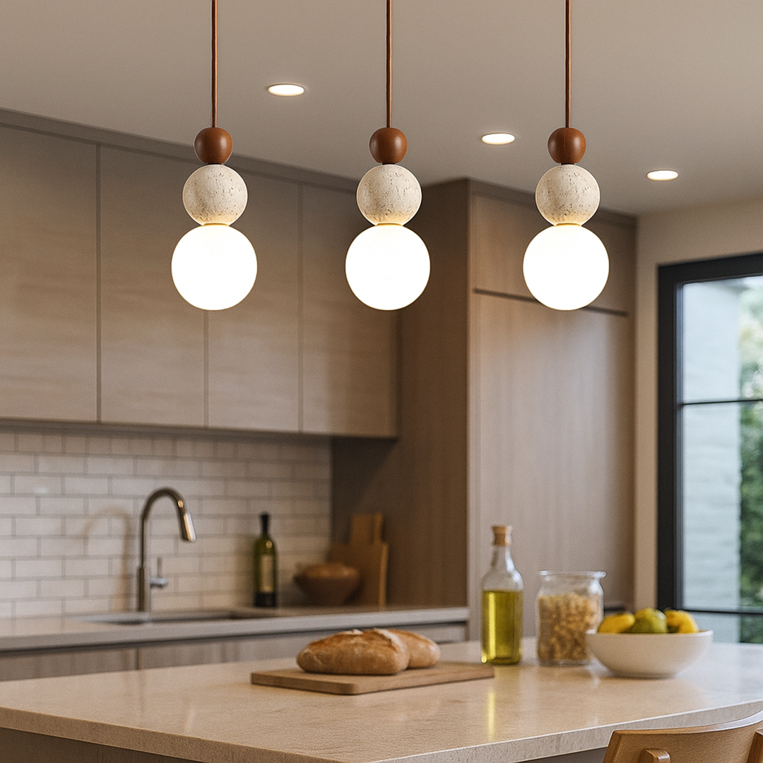 Nowoczesna Lampa Wisząca Z Trawertynu | Rustykalny Urok