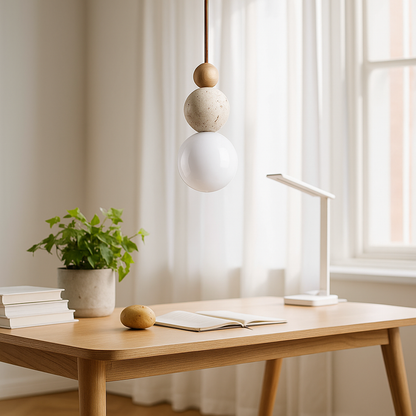 Nowoczesna Lampa Wisząca Z Trawertynu | Rustykalny Urok