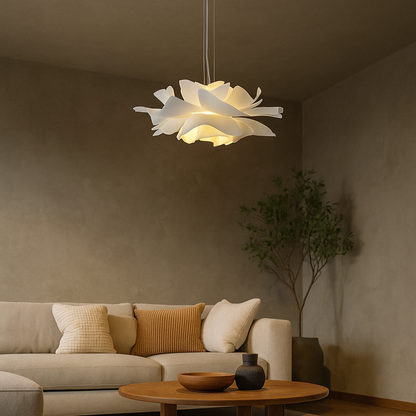 Biała Nowoczesna Lampa Wisząca | Wzór Kwiatowy