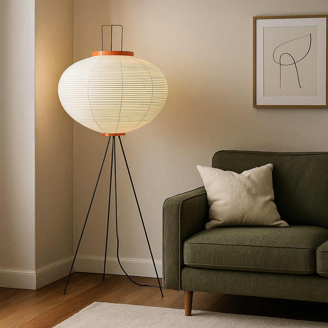 Lampa Podłogowa Z Papierowym Kloszem | Vintage