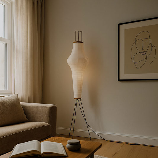 Lampa Podłogowa Z Papierowym Kloszem | Vintage