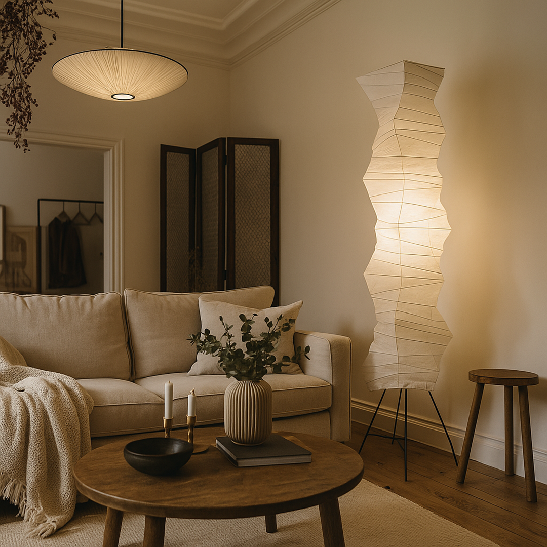 Lampa Podłogowa Z Papierowym Kloszem | Vintage