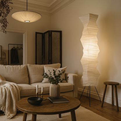 Lampa Podłogowa Z Papierowym Kloszem | Vintage