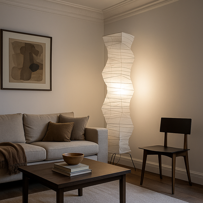 Lampa Podłogowa Z Papierowym Kloszem | Vintage