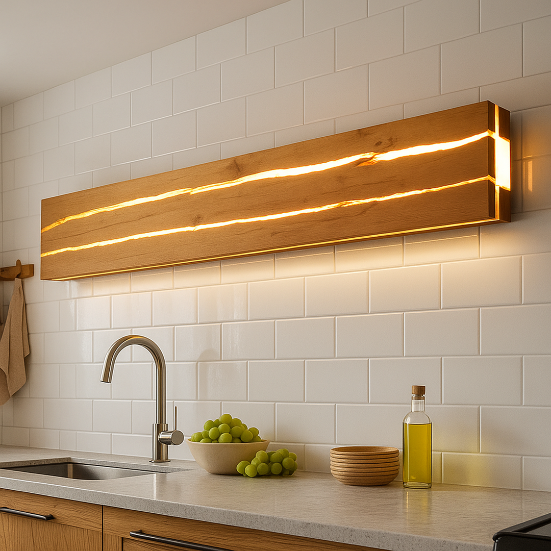 Nowoczesna Drewniana Lampa Ścienna | Unikalne Pęknięcie