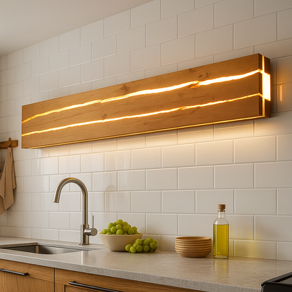 Nowoczesna Drewniana Lampa Ścienna | Unikalne Pęknięcie