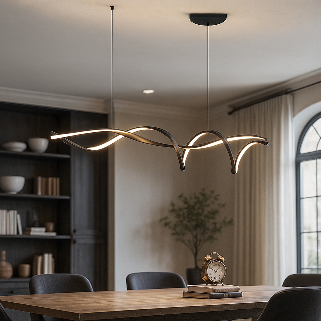 Czarny Żyrandol LED | Nowoczesny Design