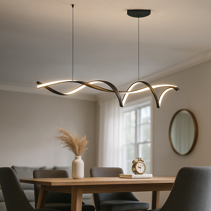 Czarny Żyrandol LED | Nowoczesny Design