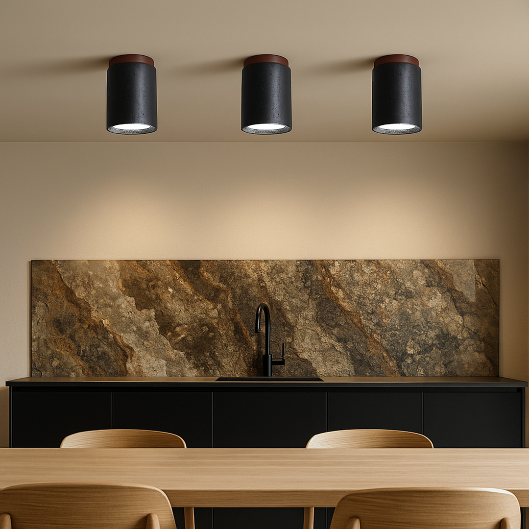 Lampa Sufitowa Z Kamiennym Wykończeniem | Nowoczesna