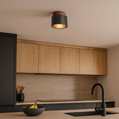 Lampa Sufitowa Z Kamiennym Wykończeniem | Nowoczesna