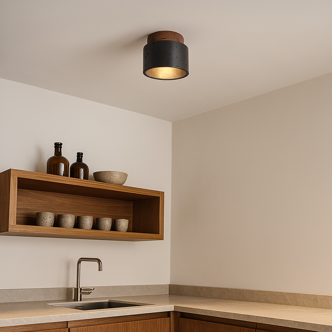 Lampa Sufitowa Z Kamiennym Wykończeniem | Nowoczesna