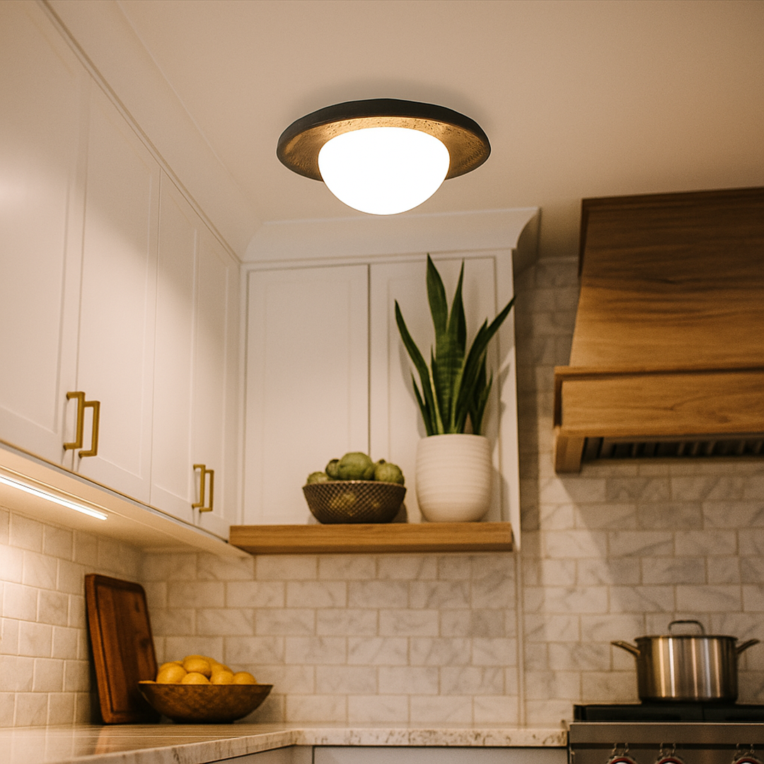 Lampa Sufitowa Z Kamiennym Wykończeniem | Nowoczesna