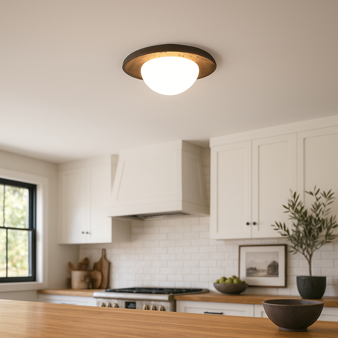 Lampa Sufitowa Z Kamiennym Wykończeniem | Nowoczesna