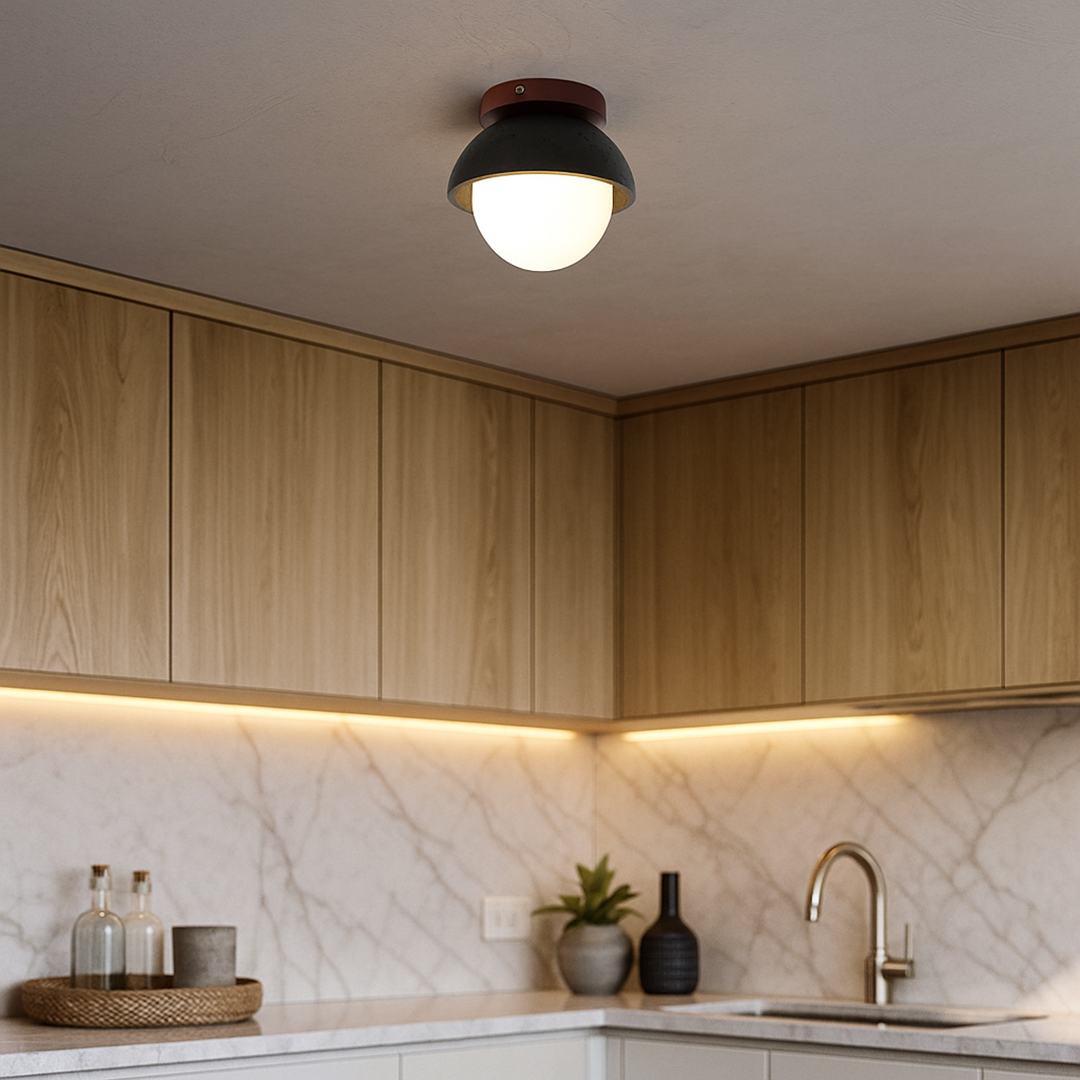 Lampa Sufitowa Z Kamiennym Wykończeniem | Nowoczesna