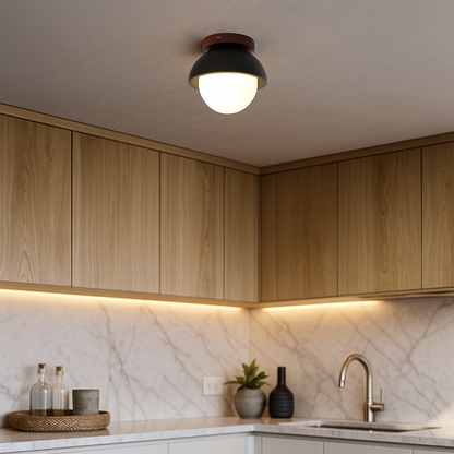 Lampa Sufitowa Z Kamiennym Wykończeniem | Nowoczesna