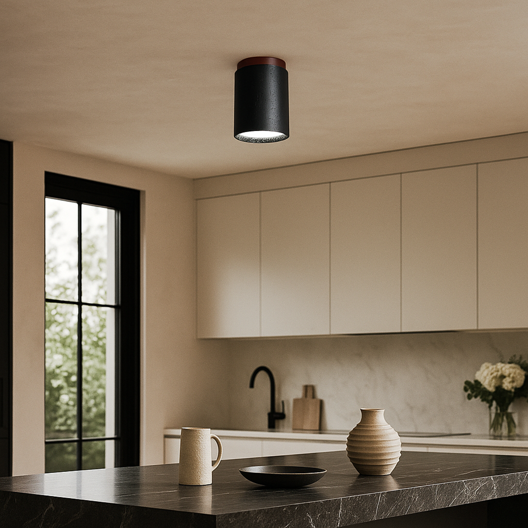 Lampa Sufitowa Z Kamiennym Wykończeniem | Nowoczesna