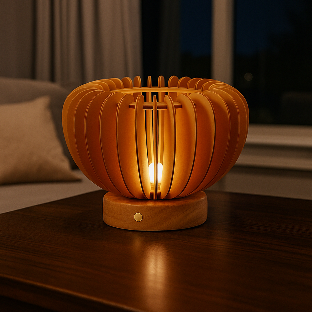 Drewniana Lampa Stołowa | Ładowalna