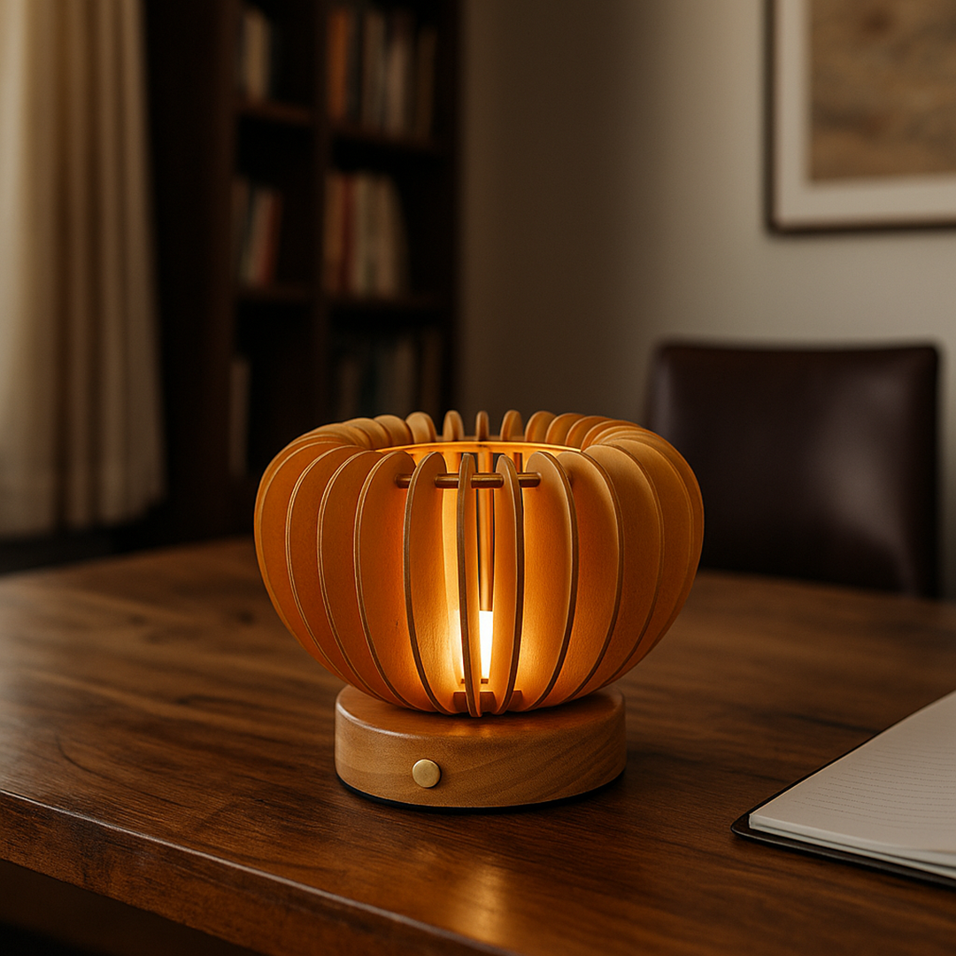 Drewniana Lampa Stołowa | Ładowalna