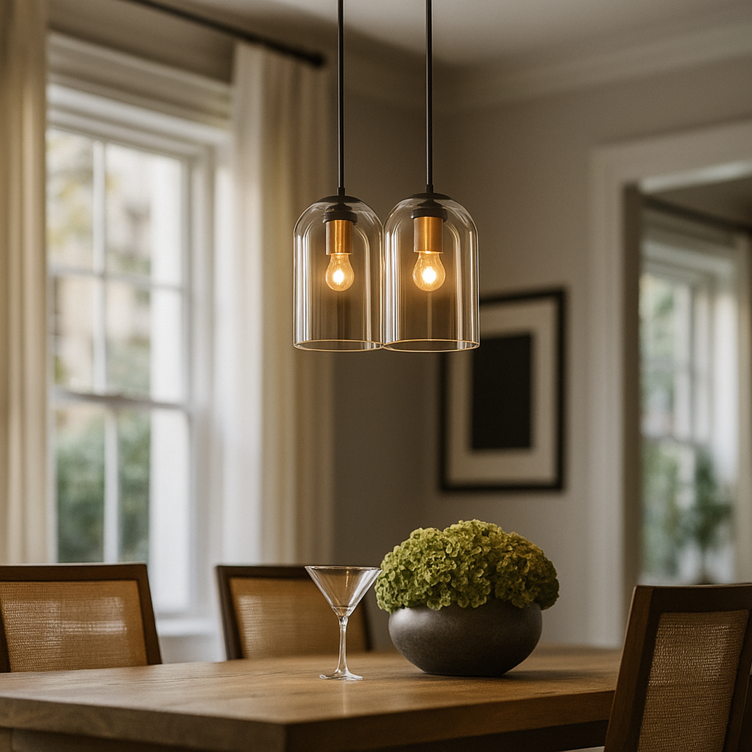 Podwójna Szklana Lampa Wisząca | Luksusowa