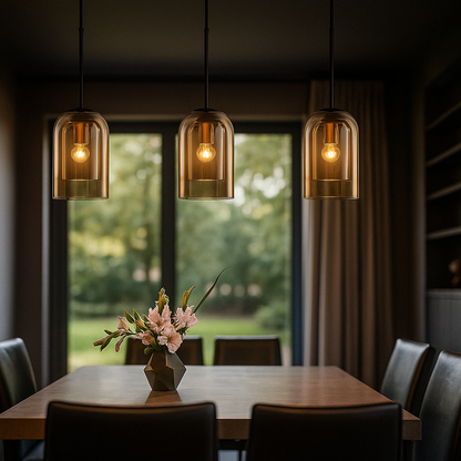 Podwójna Szklana Lampa Wisząca | Luksusowa