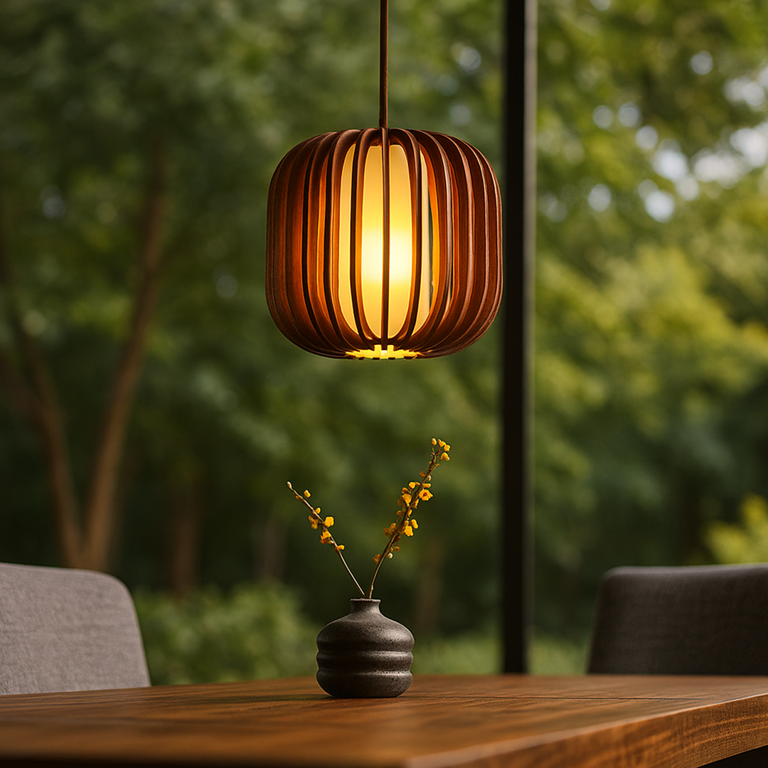 Drewniana Lampa Wisząca | Skandynawska Inspiracja