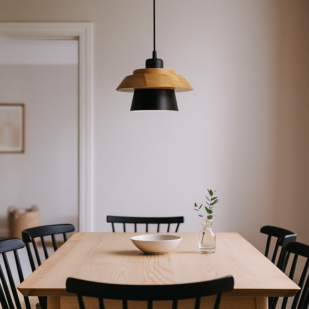 Metalowa Lampa Wisząca | Kamień I Drewno