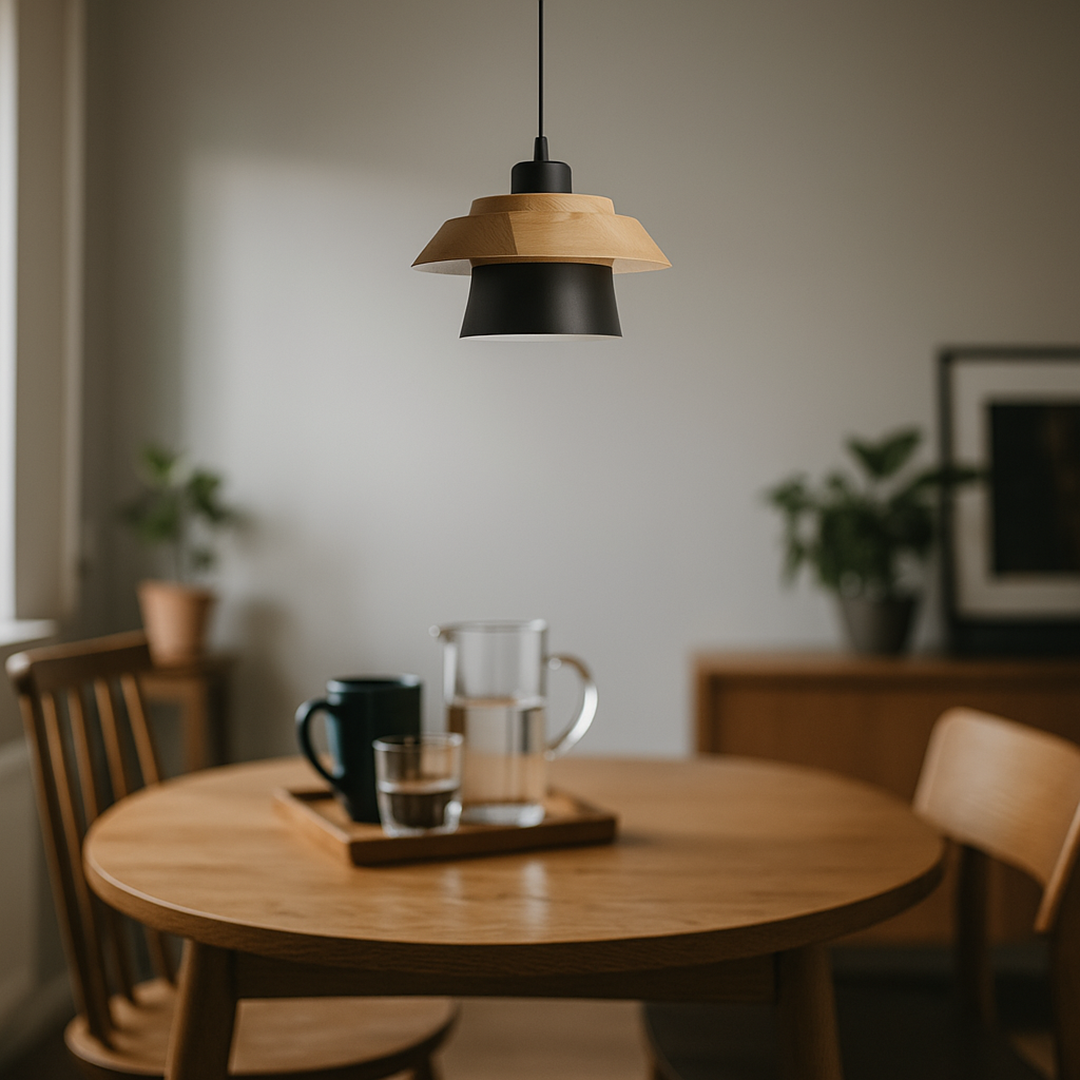 Metalowa Lampa Wisząca | Kamień I Drewno