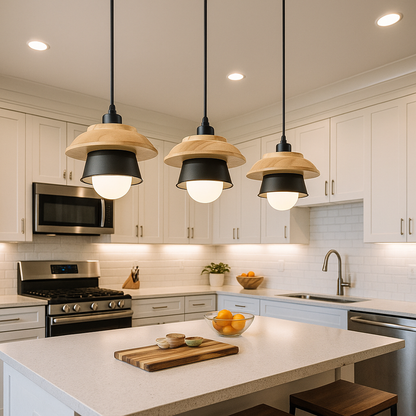 Metalowa Lampa Wisząca | Kamień I Drewno