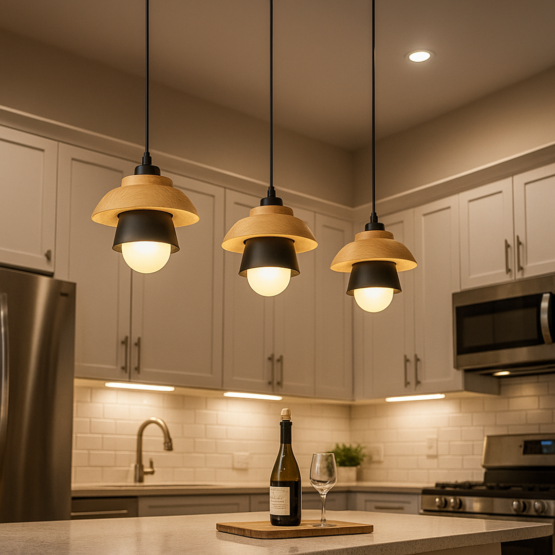 Metalowa Lampa Wisząca | Kamień I Drewno