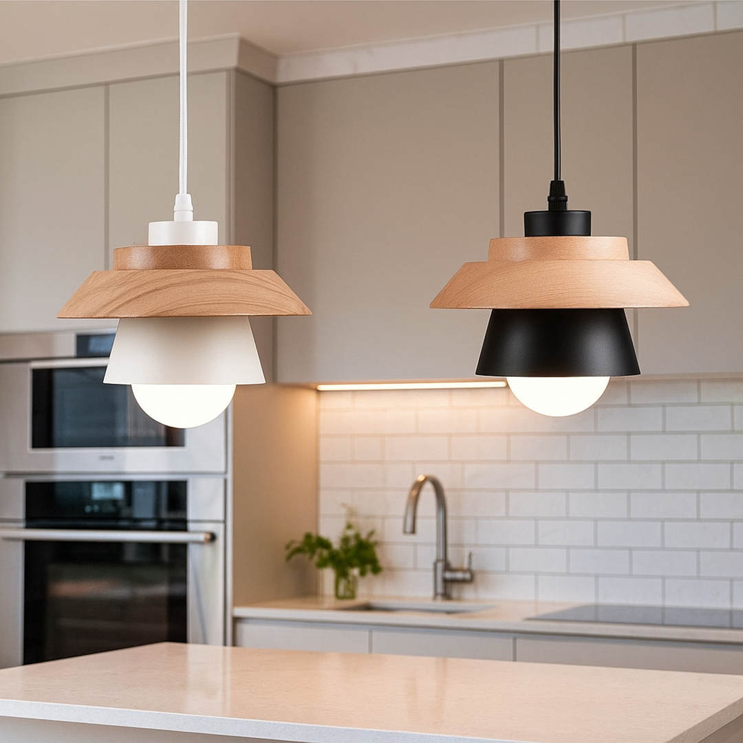 Metalowa Lampa Wisząca | Kamień I Drewno