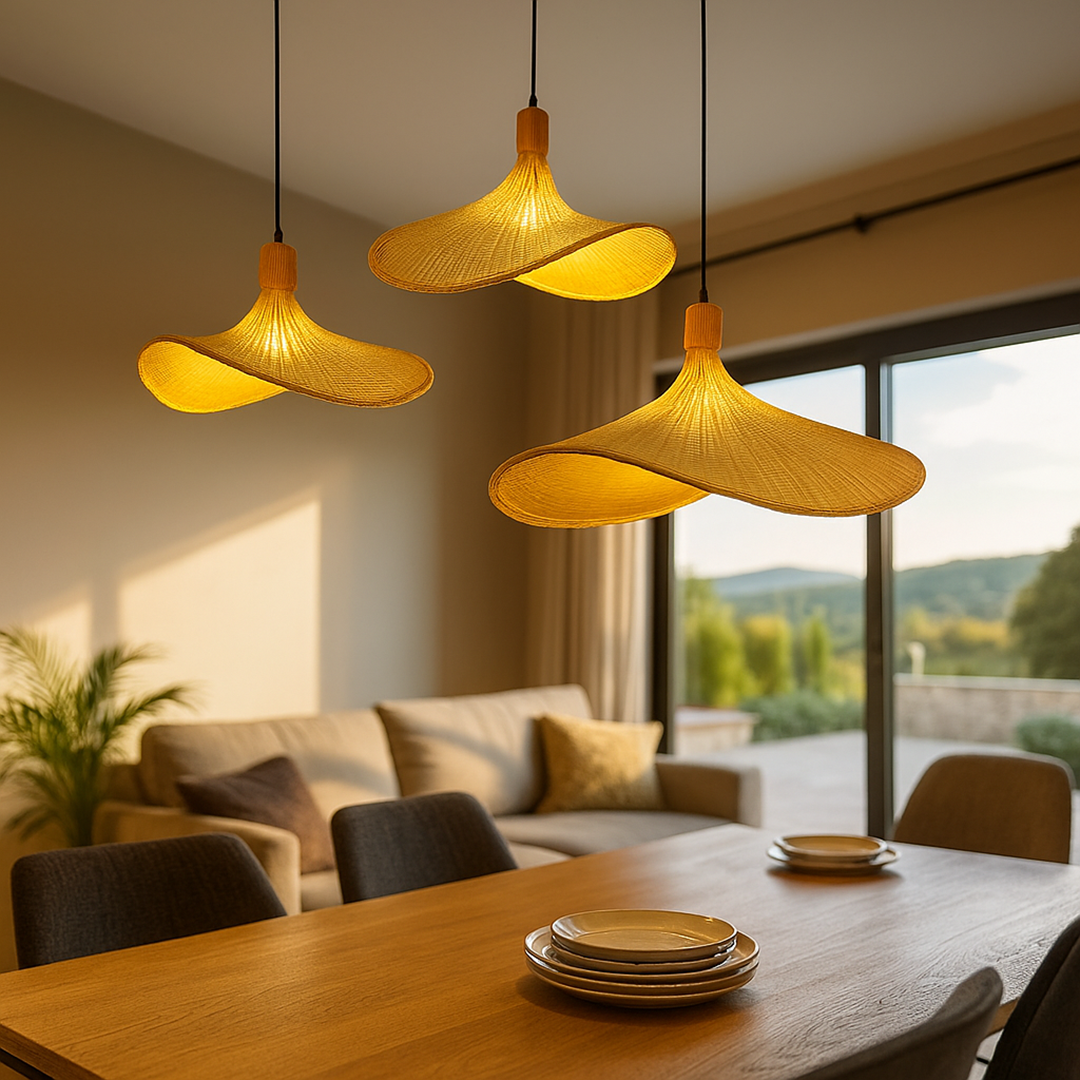 Rattanowa Lampa Sufitowa | Rustykalny Urok