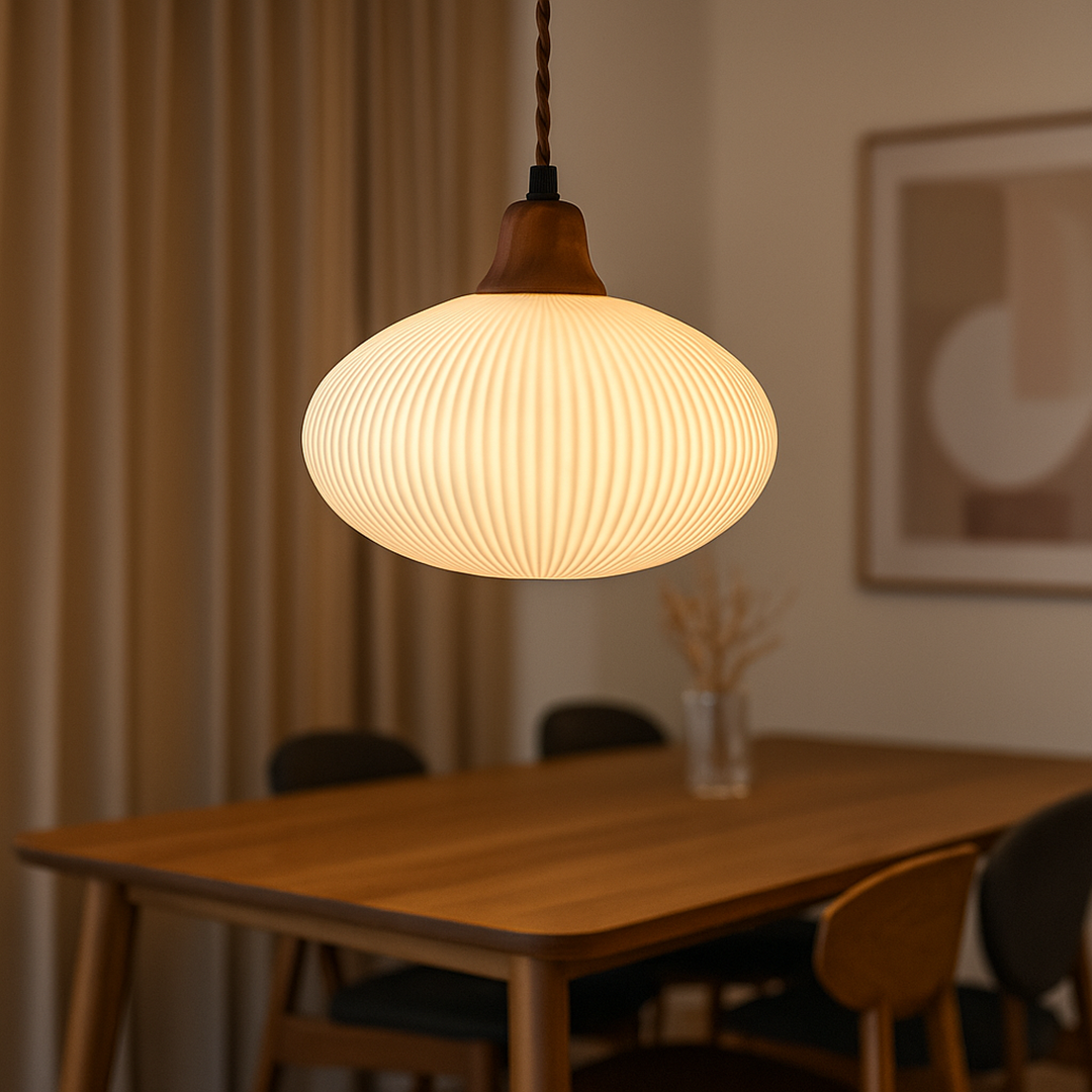 Ceramiczna Lampa Wisząca | Rzeźbione Detale