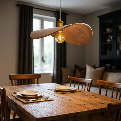 Vintage Drewniana Lampa Wisząca | Styl Retro