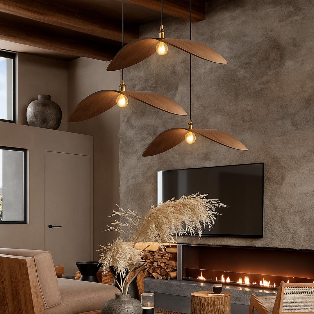 Vintage Drewniana Lampa Wisząca | Styl Retro