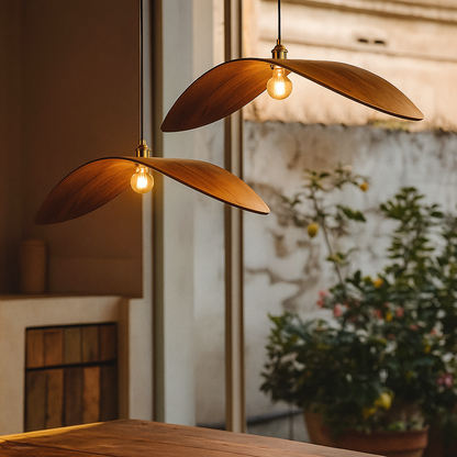 Vintage Drewniana Lampa Wisząca | Styl Retro