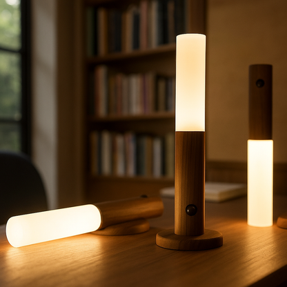 Szklana Lampa Ścienna Z Czujnikiem Ruchu | Drewno