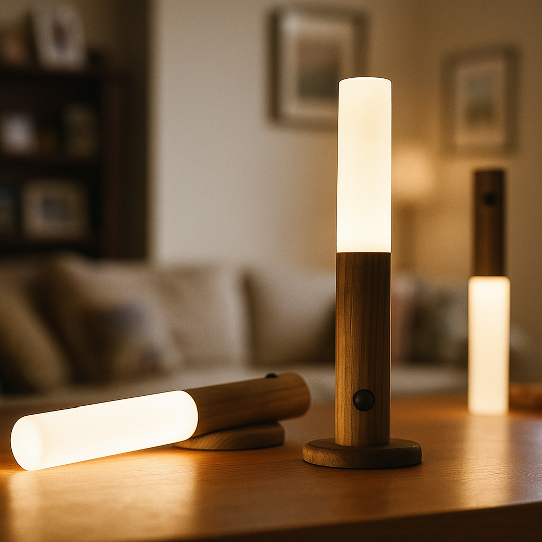 Szklana Lampa Ścienna Z Czujnikiem Ruchu | Drewno