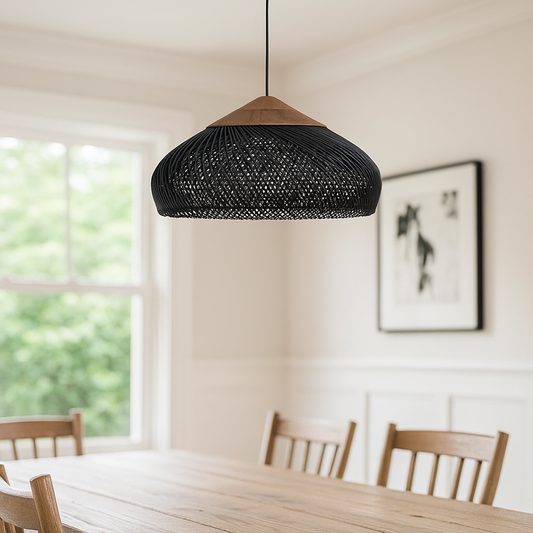 Rattanowa Lampa Wisząca | Estetyka Japandi
