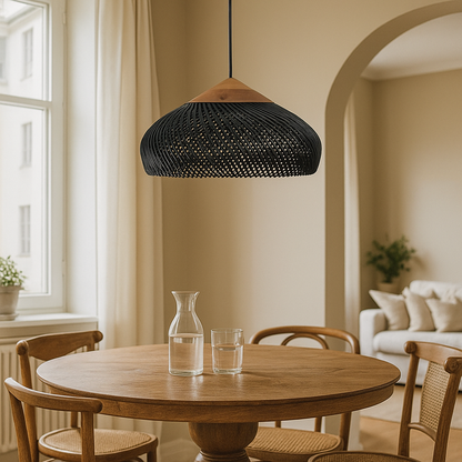 Rattanowa Lampa Wisząca | Estetyka Japandi