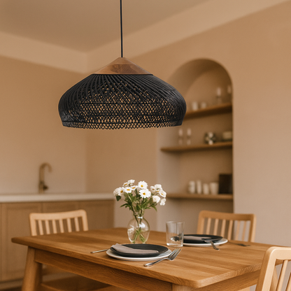 Rattanowa Lampa Wisząca | Estetyka Japandi