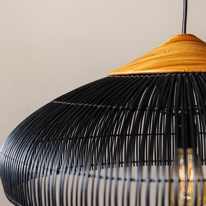 Rattanowa Lampa Wisząca | Estetyka Japandi