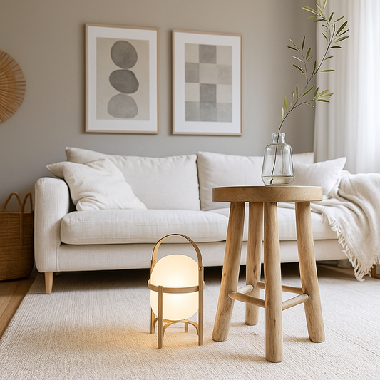 Drewniana Lampa Stołowa Z Regulowaną Jasnością | Przenośna