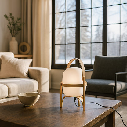 Drewniana Lampa Stołowa Z Regulowaną Jasnością | Przenośna