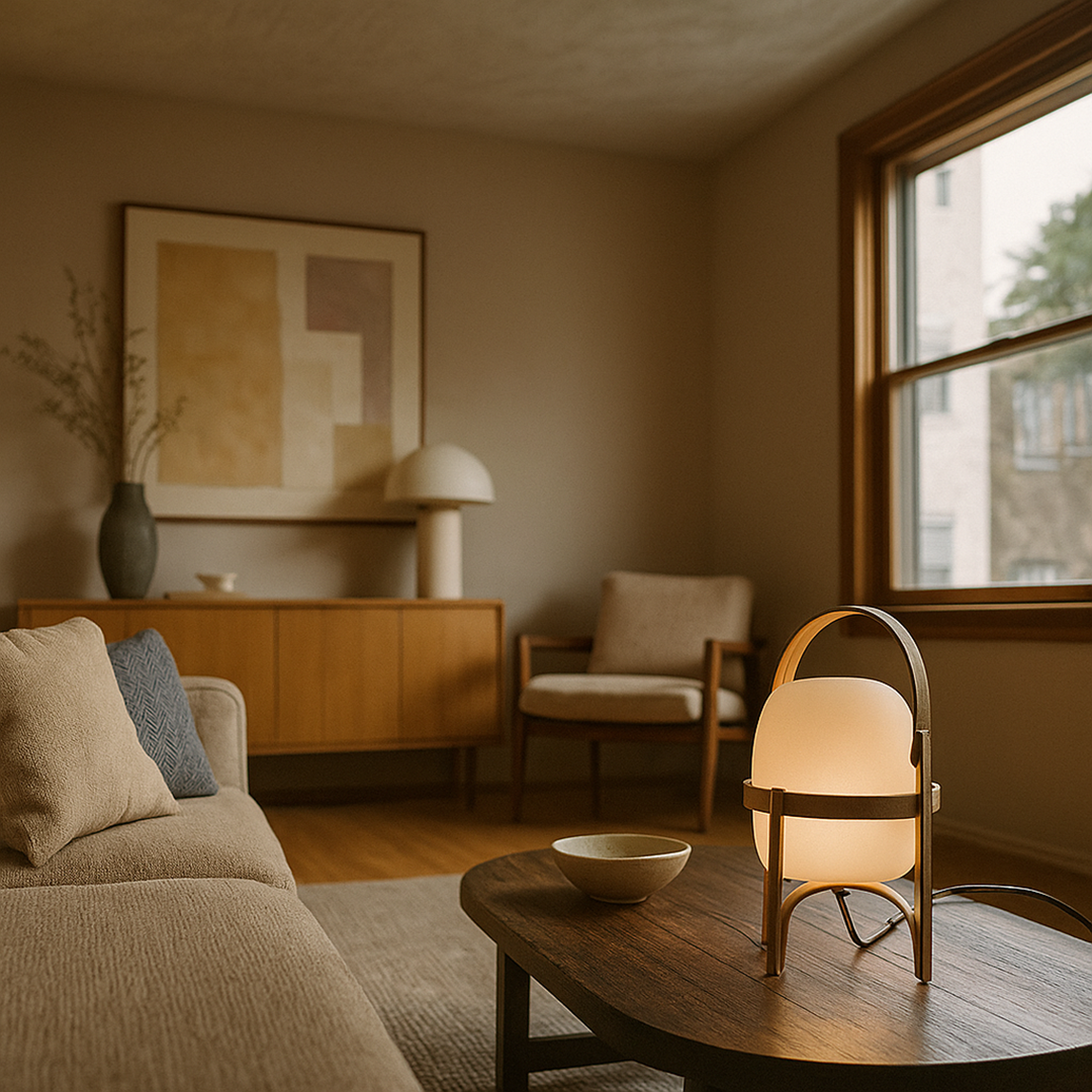 Drewniana Lampa Stołowa Z Regulowaną Jasnością | Przenośna