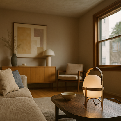 Drewniana Lampa Stołowa Z Regulowaną Jasnością | Przenośna