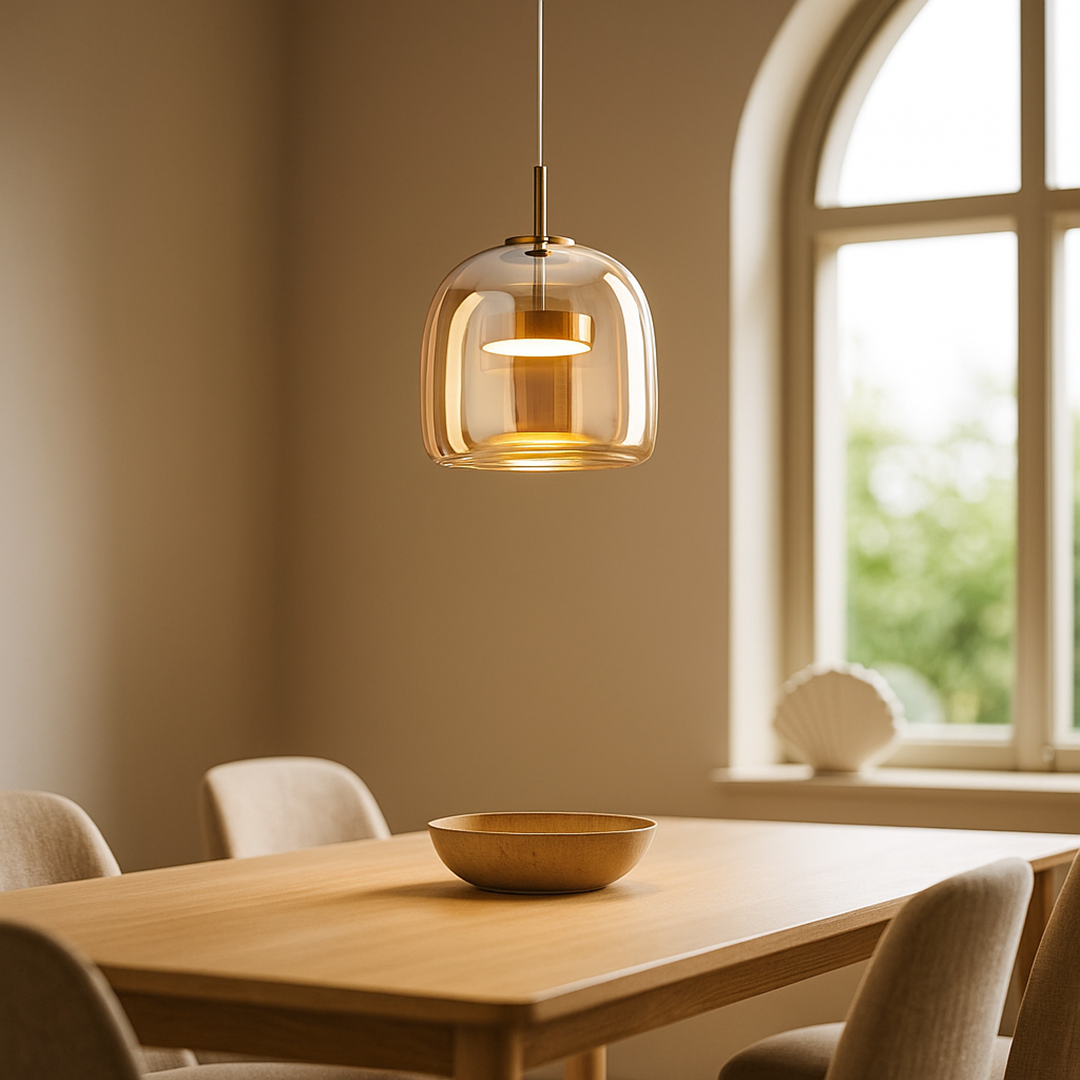 Kamienna Lampa Wisząca | Metalowe Wykończenie