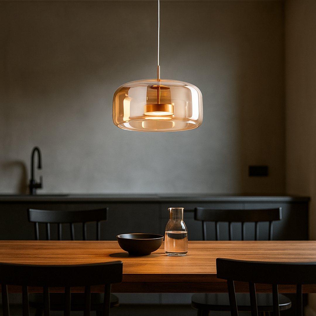 Kamienna Lampa Wisząca | Metalowe Wykończenie