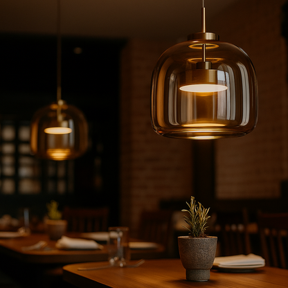 Kamienna Lampa Wisząca | Metalowe Wykończenie