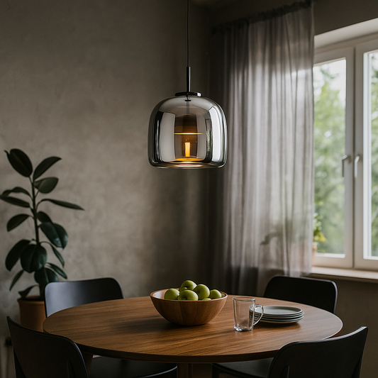 Kamienna Lampa Wisząca | Metalowe Wykończenie