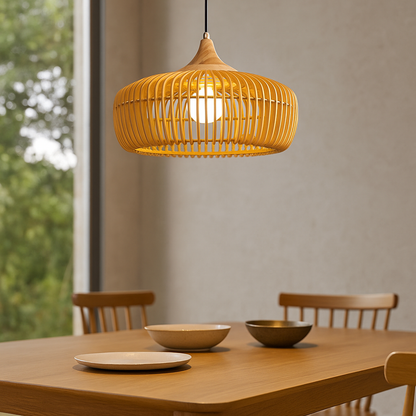 Nowoczesna Drewniana Lampa Wisząca | Regulowany Kabel